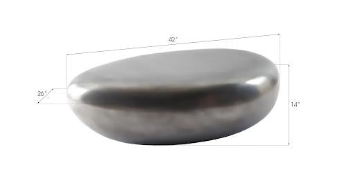 Phillips Collection River Stone , Polished Aluminum, Small Gray Coffee Table