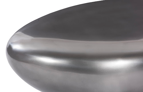 Phillips Collection River Stone , Polished Aluminum, Small Gray Coffee Table