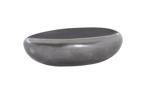 Phillips Collection River Stone , Polished Aluminum, Large Gray Coffee Table