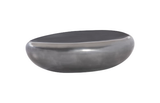 Phillips Collection River Stone , Polished Aluminum, Large Gray Coffee Table