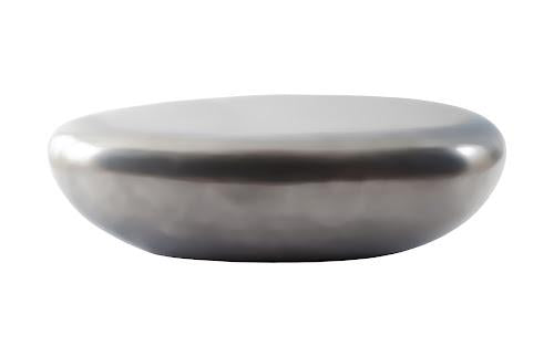 Phillips Collection River Stone , Polished Aluminum, Large Gray Coffee Table