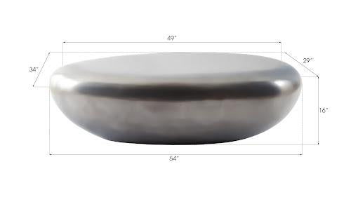 Phillips Collection River Stone , Polished Aluminum, Large Gray Coffee Table
