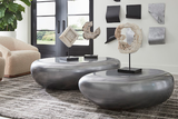 Phillips Collection River Stone , Polished Aluminum, Large Gray Coffee Table