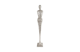 Phillips Collection Tall Chiseled Female Sculpture Resin Silver Leaf Accent