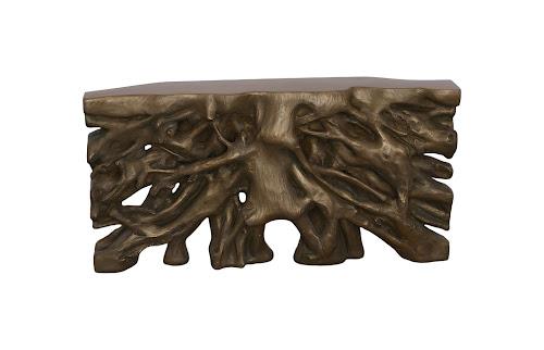 Phillips Collection Square Root  Table Resin Antique Bronze Finish Console