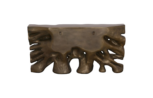 Phillips Collection Square Root  Table Resin Antique Bronze Finish Console