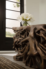 Phillips Collection Square Root  Table Resin Antique Bronze Finish Console