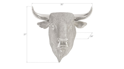 Phillips Collection Spanish Fighting Bull Wall Art Resin Silver Leaf Accent