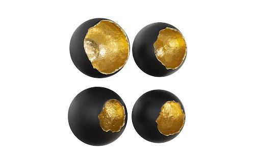 Phillips Collection Broken Egg Wall Art Black and Gold Leaf Set of 4 Accent