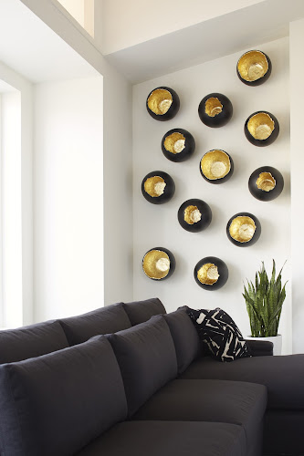 Phillips Collection Broken Egg Wall Art Black and Gold Leaf Set of 4 Accent
