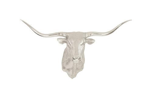 Phillips Collection Longhorn Bull Wall Art Resin Silver Leaf Accent