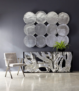 Phillips Collection Cast Root Metal Framed  Table Resin Silver Leaf LG Console