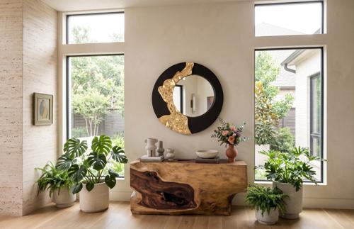 Phillips Collection Mercury Black Gold Leaf Mirror