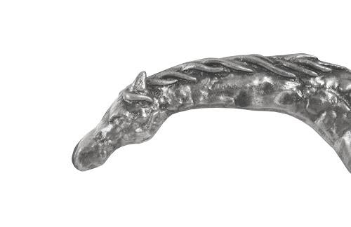 Phillips Collection Prancing Horse Sculpture on Black Metal Base Silver Leaf Accent