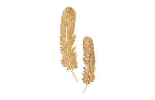 Phillips Collection Feathers Wall Art Large Gold Leaf Set of 2 Accent