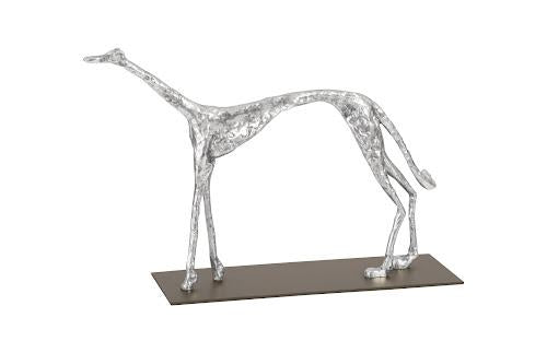 Phillips Collection Greyhound on Black Metal Base Silver Leaf Accent