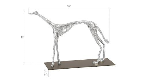 Phillips Collection Greyhound on Black Metal Base Silver Leaf Accent