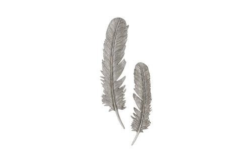 Phillips Collection Feathers Wall Art Large Silver Leaf Set of 2 Accent