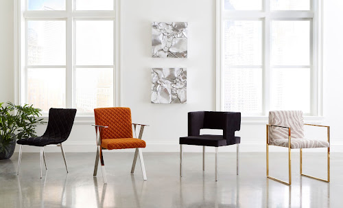 Phillips Collection Raffia Dining Black Stainless Steel Legs Chair