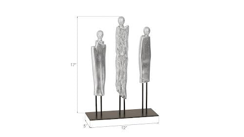 Phillips Collection Robed Monk Trio Sculpture Silver Leaf Accent