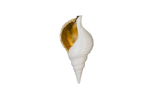 Phillips Collection Triton Shell Wall Art Pearl White and Gold Leaf Accent