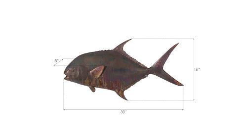 Phillips Collection Permit Fish Wall Sculpture Resin Copper Patina Finish Accent