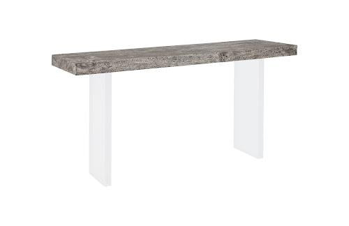 Phillips Collection Floating  Table Gray Stone Finish Acrylic Legs Console