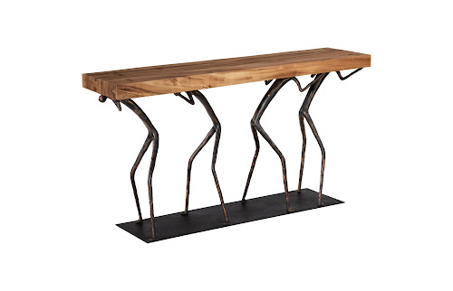 Phillips Collection Atlas  Table Chamcha Wood Natural Metal Console