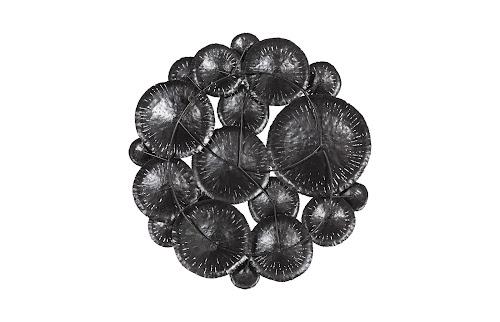Phillips Collection Lotus Collage Round Metal Silver/Black Wall Art