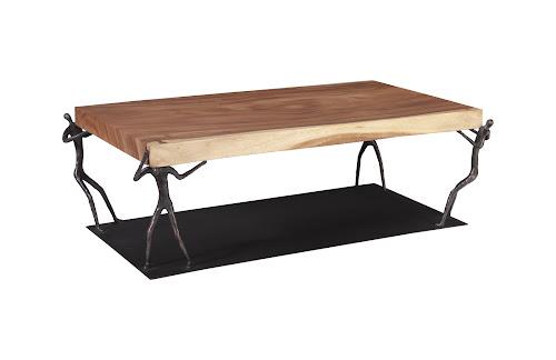 Phillips Collection Atlas Chamcha Wood Natural Metal Coffee Table