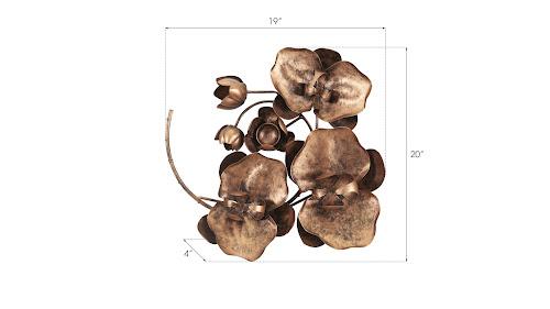 Phillips Collection Orchid Sprig Wall Art Small Metal Copper/Black Accent