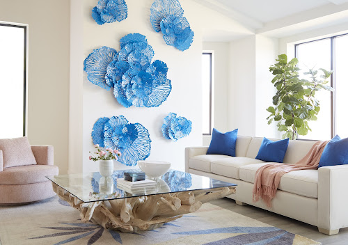 Phillips Collection Flower Wall Art Large Blue Metal Accent