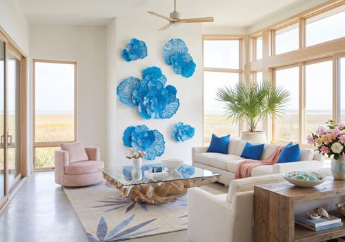 Phillips Collection Flower Wall Art Medium Blue Metal Accent