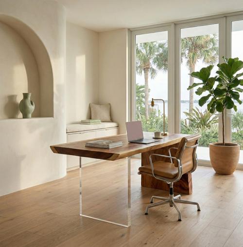 Phillips Collection Waterfall Natural Acrylic Leg Desk