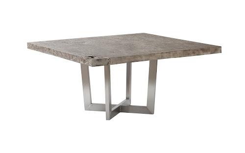 Phillips Collection Origins Gray Stone Square Brushed Stainless Steel Base Dining Table
