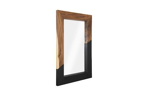 Phillips Collection Geometry Wood Natural Black Mirror