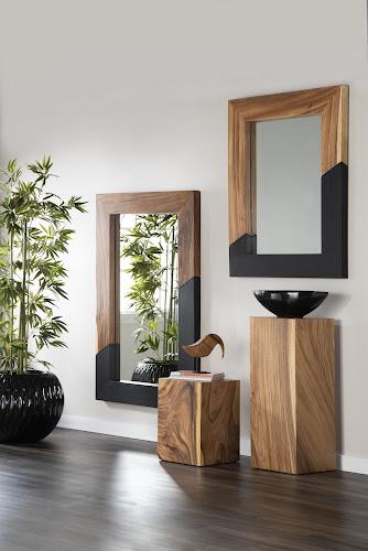 Phillips Collection Geometry Wood Natural Black Mirror