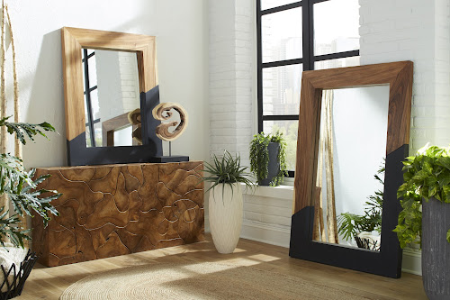 Phillips Collection Geometry Wood NaturalBlack Mirror