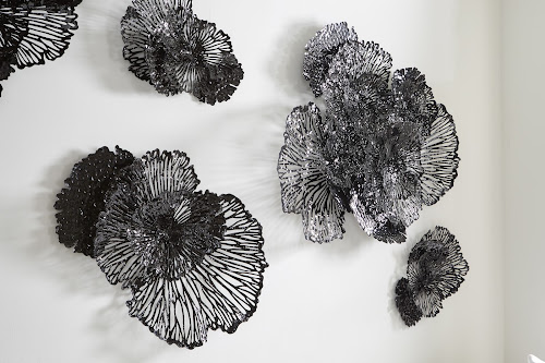 Phillips Collection Flower Wall Art, Medium, Black, Metal Black Accent