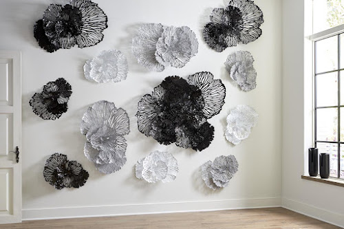 Phillips Collection Flower Wall Art, Medium, Black, Metal Black Accent