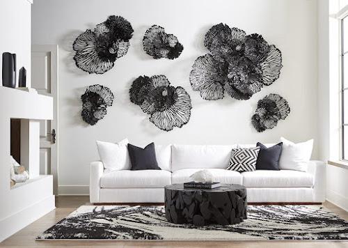 Phillips Collection Flower Wall Art, Medium, Black, Metal Black Accent