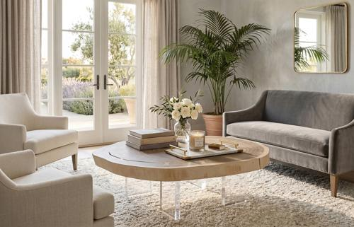 Phillips Collection Floating  with Acrylic Legs Bleached Size Varies Coffee Table