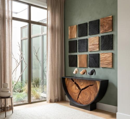 Phillips Collection Carved Wall Tile Black Wave Wall Art