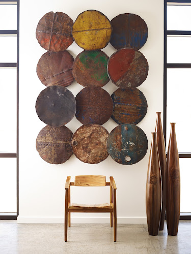 Phillips Collection Reclaimed Oil Drum Wall Disc Individual Pieces Assorted Colors and Depths Wall Art
