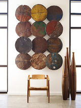 Phillips Collection Reclaimed Oil Drum Wall Disc Individual Pieces Assorted Colors and Depths Wall Art