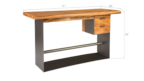 Phillips Collection Iron Frame Standing  with Drawers Natural Bar Height Desk