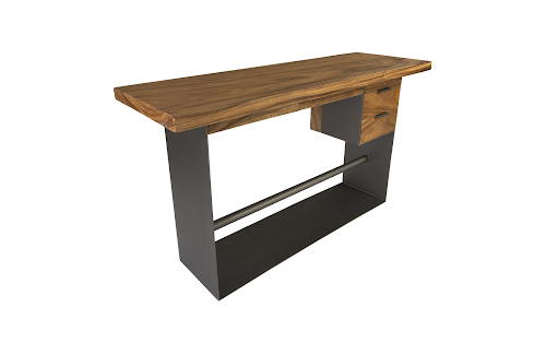 Phillips Collection Iron Frame Standing  with Drawers Natural Bar Height Desk
