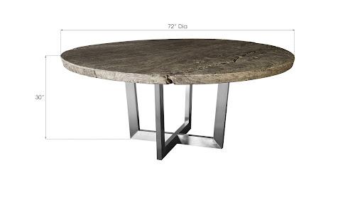 Phillips Collection Chuleta Round  on Stainless Steel Base Gray Stone Dining Table