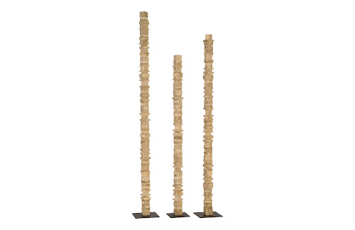 Phillips Collection Stacked Wood Floor Sculptures Bleached Set of 3 Accent