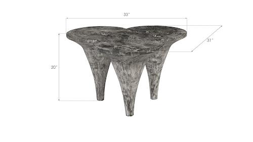 Phillips Collection Marley Chamcha Wood Gray Stone Finish Coffee Table